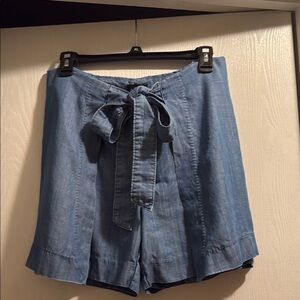 Blue Women's Shorts with Tie Front